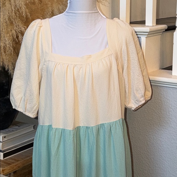 Umgee Layered Colors Cottage Sweet Home Puff Sleeve Maxi Dress Size 1X - Picture 3 of 9